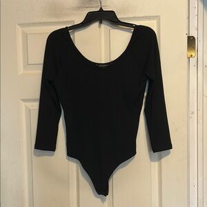 Banana Republic Scoop Neck Rib Knit Black Bodysuit Size Medium
